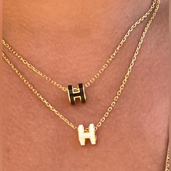 HERMES mini H pop necklace - black & gold - Picture 2 of 4